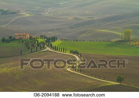 Val d? Orcia in autumn: view to the South from Pienza town walls, Tuscany, Italy View Large Photo Image Stock Photo - Val d? Orcia in autumn: view to the South from Pienza town walls, Tuscany, Italy. Fotosearch