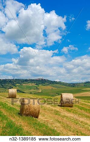 Val d? Orcia, Orcia Valley, Fields with straw bales, Pienza, Siena Province, Tuscany, Italy. View Large Photo Image Stock Photography - Val d? Orcia, Orcia Valley, Fields with straw bales, Pienza, Siena Province, Tuscany, Italy.. Fotosearch
