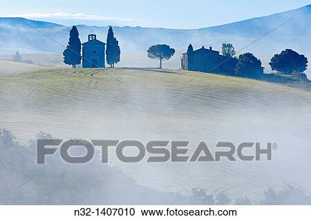 Val d? Orcia Orcia Valley UNESCO World Heritage Site Cappella di Vitaleta Vitaleta Chapel Pienza Siena Province Tuscany Italy Europe. View Large Photo Image Stock Image - Val d? Orcia Orcia Valley UNESCO World Heritage Site Cappella di Vitaleta Vitaleta Chapel Pienza Siena Province Tuscany Italy Europe.. Fotosearch