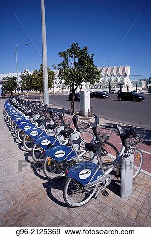 Valenbisi, bicycle public service in Valencia, Spain. View Large Photo Image Stock Photo - Valenbisi, bicycle public service in Valencia, Spain.. Fotosearch