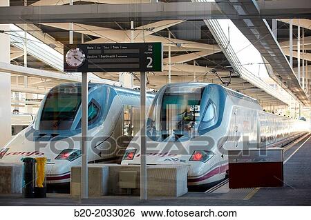 Valencia Joaquin Sorolla railway station. High Speed Train. AVE. Valencia. Comunidad Valenciana. Spain. View Large Photo Image Stock Photograph - Valencia Joaquin Sorolla railway station. High Speed Train. AVE. Valencia. Comunidad Valenciana. Spain.. Fotosearch