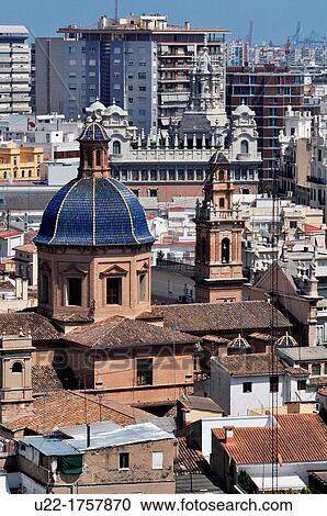 Stock Image - Valencia, Spain: view of the city from the top of El Miguelete tower. Fotosearch