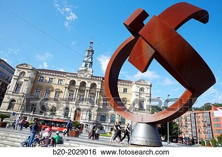 ? Variante ovoide de la desocupaci? n de la esfera?, sculpture by Jorge Oteiza. City Hall. Bilbao. Bizkaia. Euskadi. Spain. Basque Country. Spain View Large Photo Image Stock Photograph - ? Variante ovoide de la desocupaci? n de la esfera?, sculpture by Jorge Oteiza. City Hall. Bilbao. Bizkaia. Euskadi. Spain. Basque Country. Spain. Fotosearch