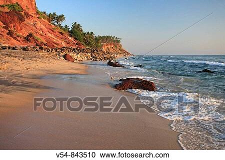 Stock Image - Varkala Beach, Kerala, India. Fotosearch