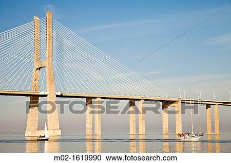 Vasco da Gama Bridge Lisbon Portugal View Large Photo Image Stock Image - Vasco da Gama Bridge Lisbon Portugal. Fotosearch