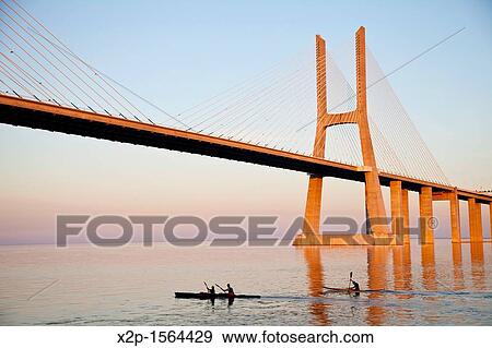 Vasco da Gama Bridge Lisbon Portugal View Large Photo Image Stock Photo - Vasco da Gama Bridge Lisbon Portugal. Fotosearch