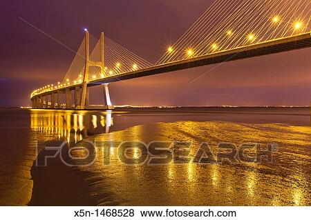 Vasco da Gama Bridge, Lisbon, Portugal, Europe View Large Photo Image Stock Photo - Vasco da Gama Bridge, Lisbon, Portugal, Europe. Fotosearch