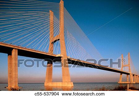 Vasco da Gama bridge over Tejo river, Lisbon. Portugal View Large Photo Image Picture - Vasco da Gama bridge over Tejo river, Lisbon. Portugal. Fotosearch
