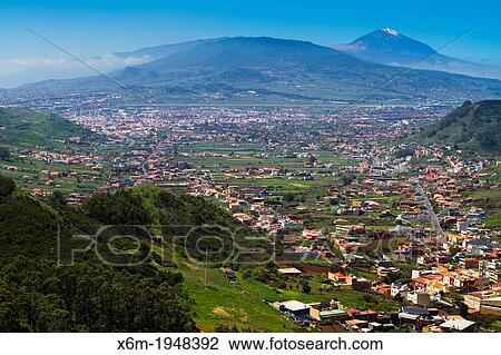 Stock Image - Vega de las Mercedes y San Cristobal de la Laguna and Teide volcano. Tenerife, Canary Islands, Atlantic Ocean, Spain.. Fotosearch