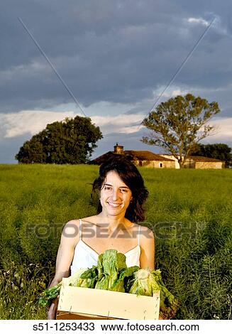vegetable box girl View Large Photo Image Stock Image - vegetable box girl. Fotosearch