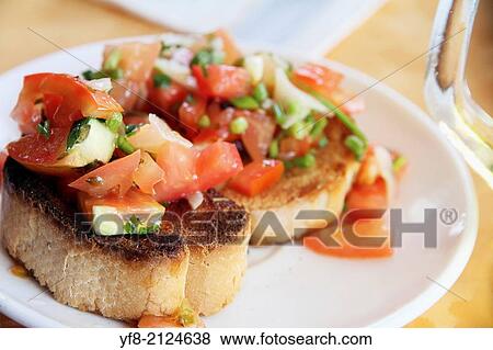 Vegetables on roasted bread slice bruschetta Grand Canary Spain. View Large Photo Image Stock Photo - Vegetables on roasted bread slice bruschetta Grand Canary Spain.. Fotosearch