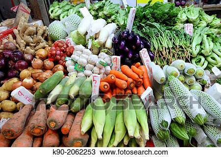 Vegetables on the wet market, Hong Kong, China, East Asia. View Large Photo Image Stock Image - Vegetables on the wet market, Hong Kong, China, East Asia.. Fotosearch