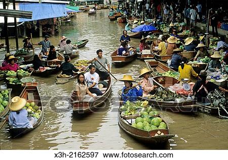 Stock Photo - vegetables sellers at floating market, Damnoen Saduak, Thailand, Southeast Asia.. Fotosearch