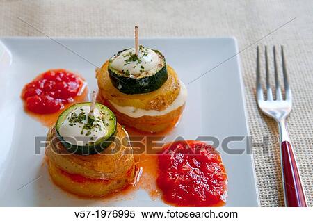 Vegetarian tapa, close view. Spain. View Large Photo Image Stock Photography - Vegetarian tapa, close view. Spain.. Fotosearch
