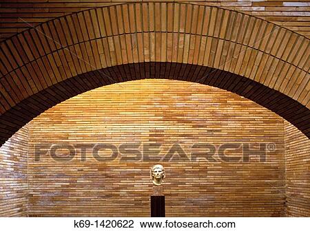 Stock Image - Veiled head of Emperor Cusar Augustus Roman Art Museum Mrida Badajoz Spain. Fotosearch