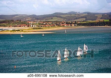 Veleros en la Bahia de Santander, al fondo Somo. Santander. Cantabria. Spain. View Large Photo Image Stock Photo - Veleros en la Bahia de Santander, al fondo Somo. Santander. Cantabria. Spain.. Fotosearch