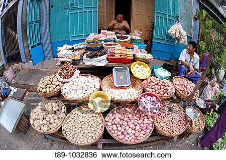 Vendor selling onion and Garlic in Yangon Market View Large Photo Image Stock Photograph - Vendor selling onion and Garlic in Yangon Market. Fotosearch
