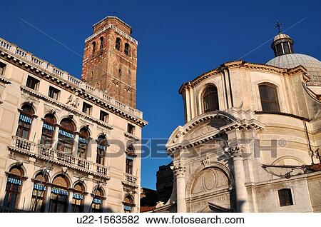 Stock Image - Venezia (Italy): church and bell-tower in Campo San Geremia. Fotosearch