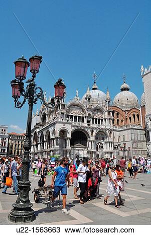 Stock Image - Venezia (Italy): Piazza San Marco, with the Basilica. Fotosearch
