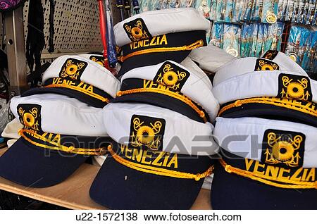 Venezia (Italy): Venezia sailor hats, sold as souvenirs View Large Photo Image Stock Photo - Venezia (Italy): Venezia sailor hats, sold as souvenirs. Fotosearch