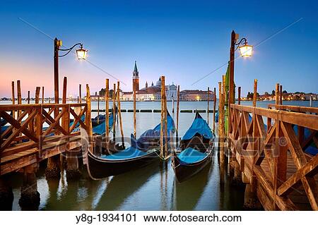 Venice - gondola and San Giorgio Maggiore Church before sunrise time, Venice, Italy, UNESCO. View Large Photo Image Stock Image - Venice - gondola and San Giorgio Maggiore Church before sunrise time, Venice, Italy, UNESCO.. Fotosearch