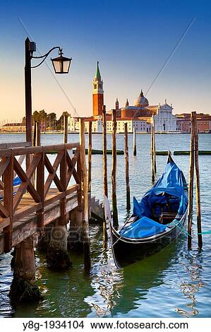 Picture - Venice - Grand Canal (Canal Grande), gondola and San Giorgio Maggiore Church, Venice, Italy, UNESCO.. Fotosearch