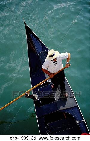Venice Italy Birds eye view of a Gondolier View Large Photo Image Stock Photography - Venice Italy Birds eye view of a Gondolier. Fotosearch