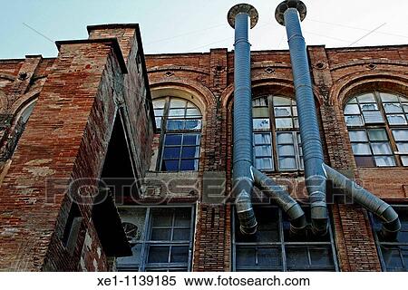 Stock Photography - Vents, Hilaturas roca umbert's building, 1899, modernism, Sant Feliu de Codines, Catalonia, Spain.. Fotosearch