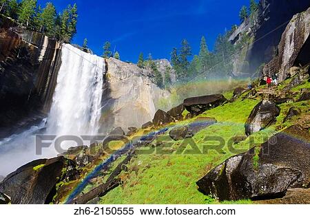Vernal Falls and hikers on the Mist Trail, Yosemite National Park, California USA. View Large Photo Image Stock Photography - Vernal Falls and hikers on the Mist Trail, Yosemite National Park, California USA.. Fotosearch