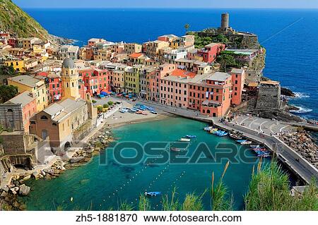 Vernazza harbor on a spring day View Large Photo Image Stock Image - Vernazza harbor on a spring day. Fotosearch