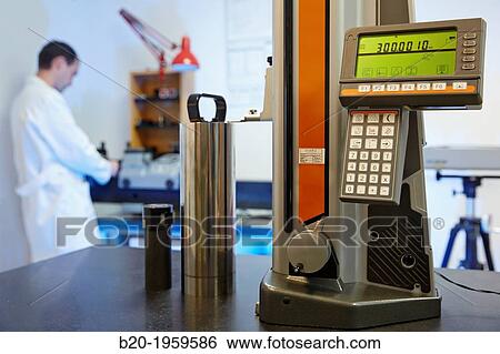 Stock Photograph - Vertical Measuring. Calibrations service. Dimensional Metrology. Technological Services to Industry. Tecnalia Research & Innovation, Gipuzkoa, Basque Country, Spain.. Fotosearch