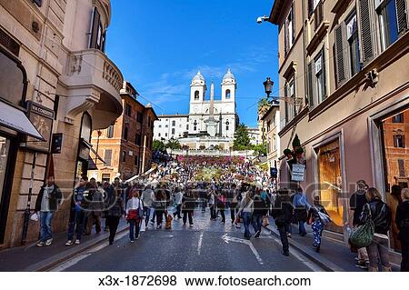 Via Condotti and Piazza di Spagna Rome Italy View Large Photo Image Stock Photo - Via Condotti and Piazza di Spagna Rome Italy. Fotosearch