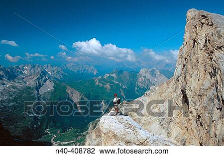 Stock Image - Via Ferrata to La Marmolada. Dolomites. Italy.. Fotosearch