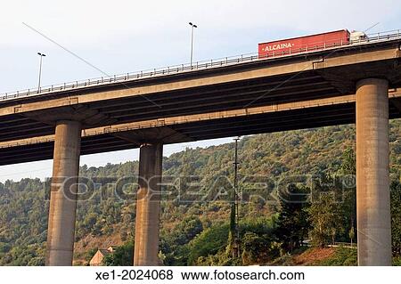 Stock Photo - Viaduct, motorway, Martorell, Catalonia, Spain. Fotosearch