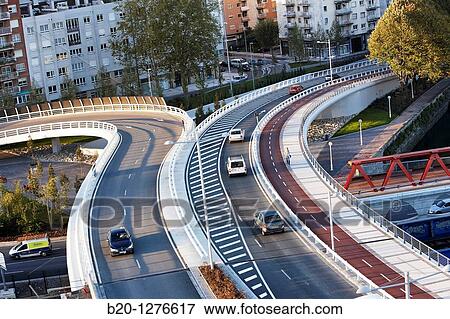 Viaduct with bike lane, San Sebastian, Guipuzcoa, Basque Country, Spain View Large Photo Image Stock Photo - Viaduct with bike lane, San Sebastian, Guipuzcoa, Basque Country, Spain. Fotosearch