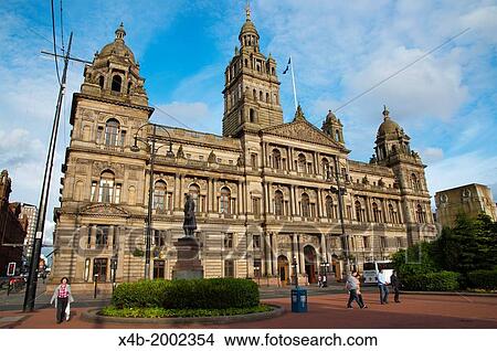 Victorian era Glasgow City Chambers town hall (1888) George Square central Glasgow Scotland Britain UK Europe. View Large Photo Image Picture - Victorian era Glasgow City Chambers town hall (1888) George Square central Glasgow Scotland Britain UK Europe.. Fotosearch