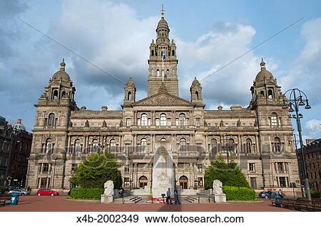 Victorian era Glasgow City Chambers town hall (1888) George Square central Glasgow Scotland Britain UK Europe. View Large Photo Image Stock Photo - Victorian era Glasgow City Chambers town hall (1888) George Square central Glasgow Scotland Britain UK Europe.. Fotosearch