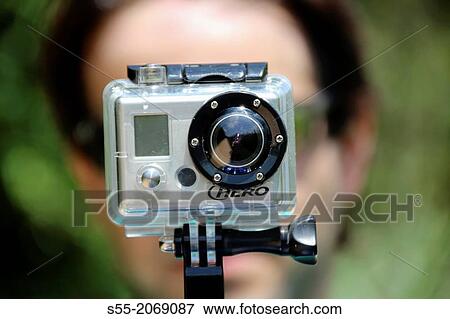 Video camera HERO and a face, Via Verde Girona-St. Feliu de Guixols, Catalonia, Spain. View Large Photo Image Stock Photo - Video camera HERO and a face, Via Verde Girona-St. Feliu de Guixols, Catalonia, Spain.. Fotosearch