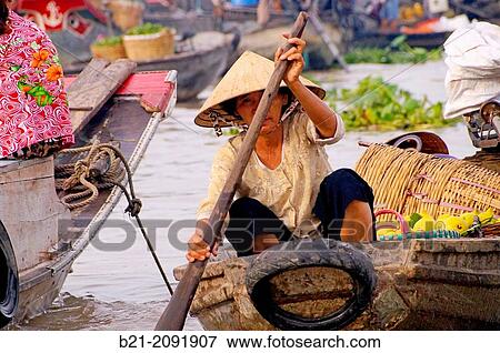 Vietnam. Delta of the Mekong river. Floating market of CBi Rang. View Large Photo Image Stock Photo - Vietnam. Delta of the Mekong river. Floating market of CBi Rang.. Fotosearch