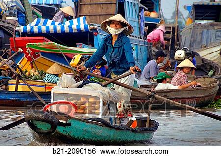 Vietnam. Delta of the Mekong river. Floating market of CBi Rang. View Large Photo Image Stock Photograph - Vietnam. Delta of the Mekong river. Floating market of CBi Rang.. Fotosearch