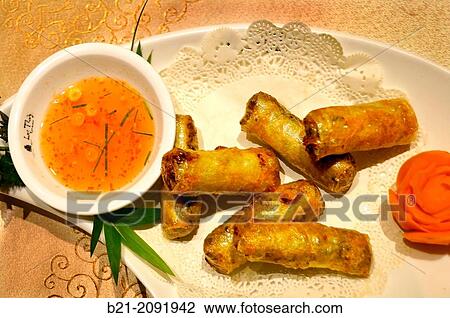 Stock Image - Vietnam. Food. Nem (Vietnamese: m? n nem) is a Vietnamese sausage.. Fotosearch