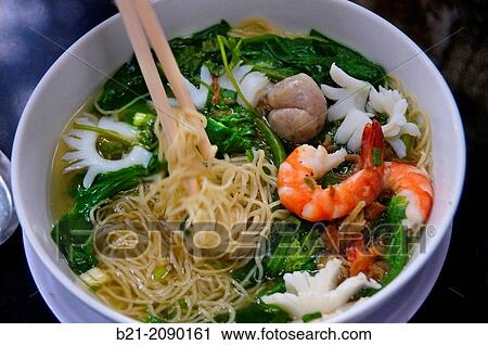 Vietnam. Hanoi. Food: noodles soup with vegetables, shrimps and squids. View Large Photo Image Stock Image - Vietnam. Hanoi. Food: noodles soup with vegetables, shrimps and squids.. Fotosearch
