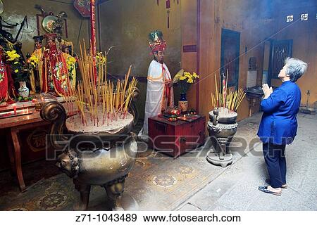 Stock Photo - Vietnam, Ho Chi Minh City, Saigon, Cholon district, Ha Chuong Hoi Quan Pagoda. Fotosearch