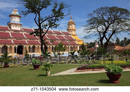 Vietnam, Tay Ninh, Cao Dai Great Temple View Large Photo Image Picture - Vietnam, Tay Ninh, Cao Dai Great Temple. Fotosearch