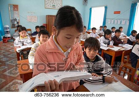 Stock Photograph - Vietnam Yen Mo Tu commune primary school, Ninh Binh province. Fotosearch