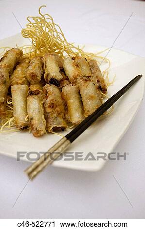 Stock Image - Vietnamese Spring rolls, Restaurant. Hanoi. Vietnam. Fotosearch