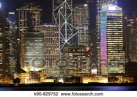 View across Hong Kong harbor to the colorful lights of the skyscrapers of Hong Kong Island in the night, Hong Kong, China, Southeast Asia View Large Photo Image Stock Image - View across Hong Kong harbor to the colorful lights of the skyscrapers of Hong Kong Island in the night, Hong Kong, China, Southeast Asia. Fotosearch