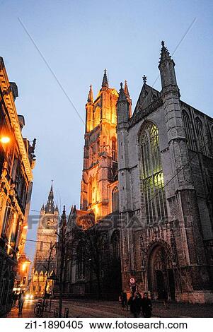 view at Belfort at Gent, Belgium in the evening View Large Photo Image Stock Photography - view at Belfort at Gent, Belgium in the evening. Fotosearch
