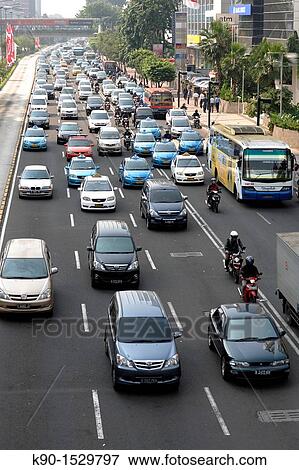 View from above with traffic jam on Jalan Sudirman, Jakarta, Java, Indonesia, Southeast Asia View Large Photo Image Stock Photo - View from above with traffic jam on Jalan Sudirman, Jakarta, Java, Indonesia, Southeast Asia. Fotosearch
