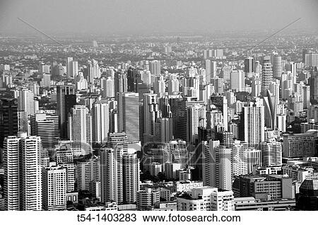 Stock Image - View from Baiyoke Sky Tower on Bangkok. Fotosearch